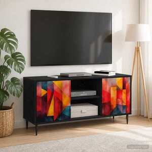 Imagine vidaXL Cabinet TV HEESCH 102 x 33 x 51 cm Stejar Negru Lemn prelucrat