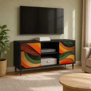 Imagine vidaXL Cabinet TV BONN 102 x 33 x 51 cm Stejar Negru Lemn prelucrat