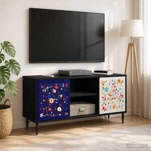 Imagine vidaXL Cabinet TV MAINZ 102 x 33 x 51 cm Stejar Negru Lemn prelucrat