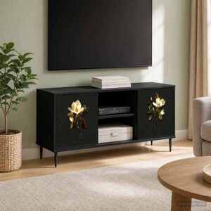 Imagine vidaXL Cabinet TV BREMEN 102 x 33 x 51 cm Stejar Negru Lemn prelucrat