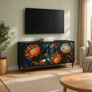 Imagine vidaXL Cabinet TV LOCHEM 102 x 33 x 51 cm Stejar Negru Lemn prelucrat