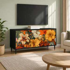 Imagine vidaXL Cabinet TV GENNEP 102 x 33 x 51 cm Stejar Negru Lemn prelucrat