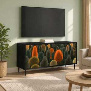 Imagine vidaXL Cabinet TV ZAANDAM 102 x 33 x 51 cm Stejar Negru Lemn prelucrat