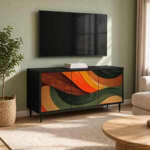 Imagine vidaXL Cabinet TV BONN 102 x 33 x 51 cm Stejar Negru Lemn prelucrat