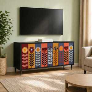 Imagine vidaXL Cabinet TV ESSEN 102 x 33 x 51 cm Stejar Negru Lemn prelucrat
