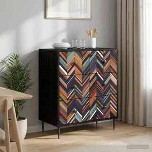 Imagine vidaXL Comodă cu sertare OMMEN Imprimare geometrică 66 x 36, 5 x 76 cm