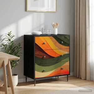 Imagine vidaXL Comodă cu sertare BONN Imprimare retro wave 66 x 36, 5 x 76 cm