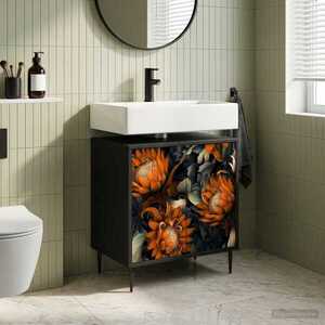 Imagine vidaXL Dulap de Baie LOCHEM Stejar Negru 60 x 40 x 61 cm