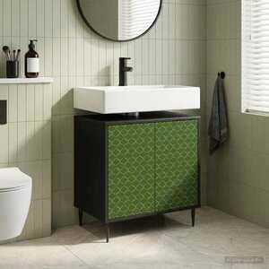 Imagine vidaXL Dulap de Baie GELEEN Stejar Negru 60 x 40 x 61 cm
