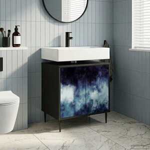 Imagine vidaXL Dulap de Baie RAALTE Stejar Negru 60 x 40 x 61 cm