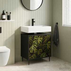 Imagine vidaXL Dulap de Baie ELBURG Stejar Negru 60 x 40 x 61 cm