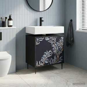 Imagine vidaXL Dulap de Baie DOKKUM Stejar Negru 60 x 40 x 61 cm