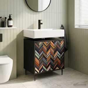 Imagine vidaXL Dulap de Baie OMMEN Stejar Negru 60 x 40 x 61 cm Lemn prelucrat