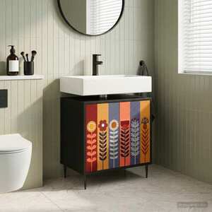 Imagine vidaXL Dulap de Baie ESSEN Stejar Negru 60 x 40 x 61 cm Lemn prelucrat