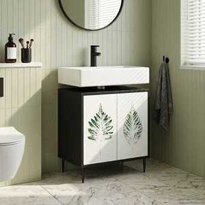 Imagine vidaXL Dulap de Baie HANAU Stejar Negru 60 x 40 x 61 cm Lemn prelucrat