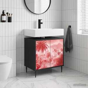 Imagine vidaXL Dulap de Baie AACHEN Stejar Negru 60 x 40 x 61 cm