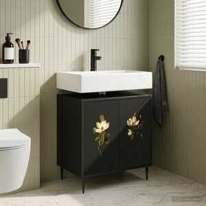 Imagine vidaXL Dulap de Baie BREMEN Stejar Negru 60 x 40 x 61 cm