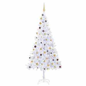 Imagine vidaXL Brad de Crăciun pre-iluminat cu set globuri, 210 cm, 910 ramuri