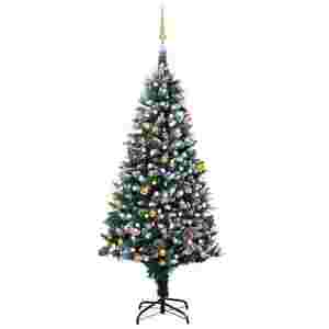 Imagine vidaXL Brad Crăciun artificial cu LED-uri/globuri/conuri pin, 240 cm