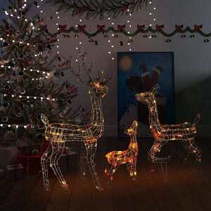Imagine vidaXL Decorațiune de Crăciun familie reni 300 LED-uri colorat acril