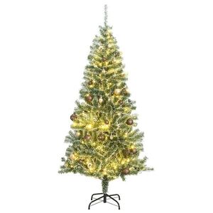 Imagine vidaXL Brad Crăciun artificial, 300 LED/globuri/zăpadă pufoasă, 240 cm