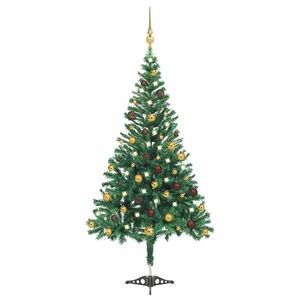 Imagine vidaXL Brad de Crăciun pre-iluminat cu set globuri, 210 cm, 910 ramuri