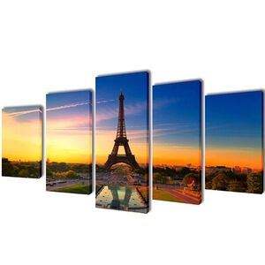 Imagine vidaXL Set de tablouri imprimate pe pânză Turnul Eiffel 100 x 50 cm