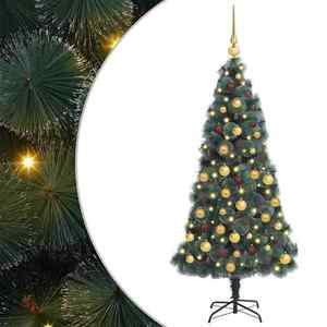 Imagine vidaXL Brad de Crăciun Artificial Pre-luminat cu Set de Bile 210 cm