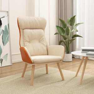 Imagine vidaXL Scaun de relaxare, crem, material textil și PVC