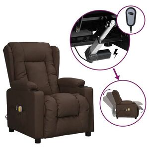 Imagine vidaXL Fotoliu de masaj electric, maro, piele ecologică