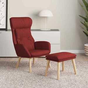 Imagine vidaXL Scaun de relaxare cu taburet, roșu vin, textil