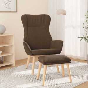 Imagine vidaXL Scaun de relaxare cu taburet, maro, textil