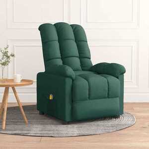 Imagine vidaXL Fotoliu de masaj, verde închis, material textil