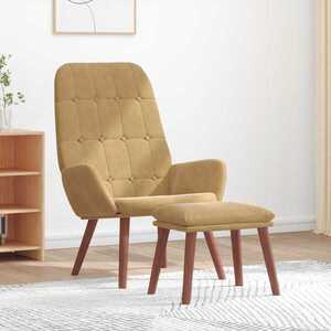 Imagine vidaXL Scaun de relaxare cu taburet, maro, catifea