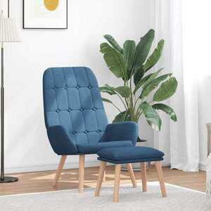 Imagine vidaXL Scaun de relaxare cu taburet, albastru, textil