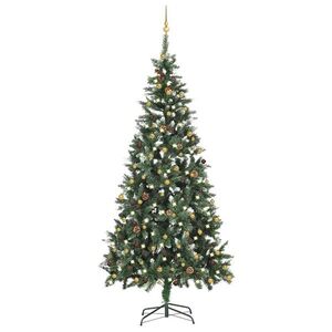 Imagine vidaXL Brad de Crăciun pre-iluminat artificial cu set globuri, 210 cm