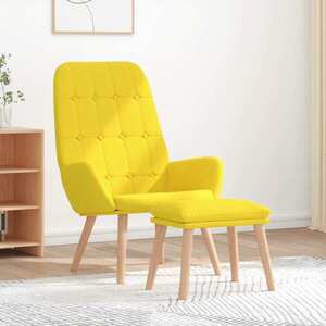 Imagine vidaXL Scaun de relaxare cu taburet din material galben deschis