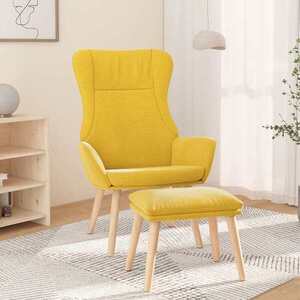 Imagine vidaXL Scaun de relaxare cu taburet, galben muștar, textil