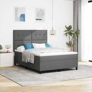 Imagine vidaXL Pat cu arcuri Gri închis și alb 152 x 203 cm țesătură
