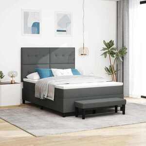 Imagine vidaXL Pat cu arcuri cu pernă Manual Gri închis 152 x 200 cm țesătură