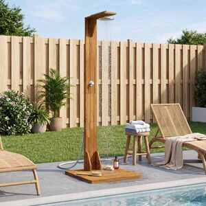 Imagine vidaXL Duș exterior 219 cm Lemn masiv de acacia și oțel inoxidabil