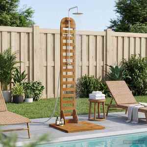 Imagine vidaXL Duș exterior 225 cm Lemn masiv de acacia și oțel inoxidabil