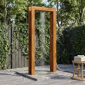 Imagine vidaXL Duș exterior 226 cm Lemn masiv de acacia și oțel inoxidabil