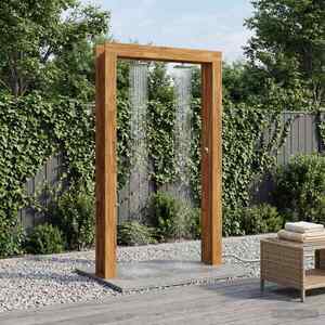 Imagine vidaXL Duș exterior 226 cm Lemn masiv de acacia și oțel inoxidabil