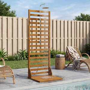 Imagine vidaXL Duș exterior 205, 5 cm Lemn masiv de acacia și oțel inoxidabil