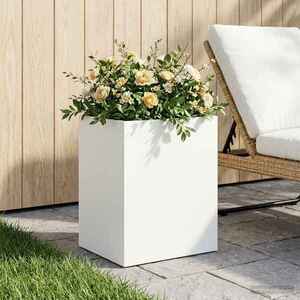 Imagine vidaXL Vază pentru Grădină Alb 40 x 30 x 50 cm Oțel laminat la rece