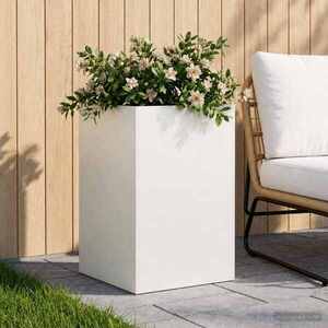Imagine vidaXL Vază pentru Grădină Alb 50 x 50 x 75 cm Oțel laminat la rece