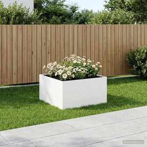 Imagine vidaXL Vază pentru Grădină Alb 80 x 80 x 40 cm Oțel laminat la rece