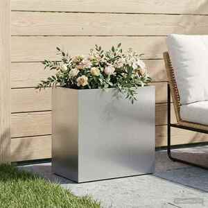 Imagine vidaXL Vază pentru Grădină Argintiu 50 x 30 x 40 cm Oțel Galvanizat