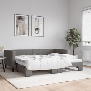 Imagine vidaXL Pat de zi cu extensie, gri închis, 100x190 cm, textil